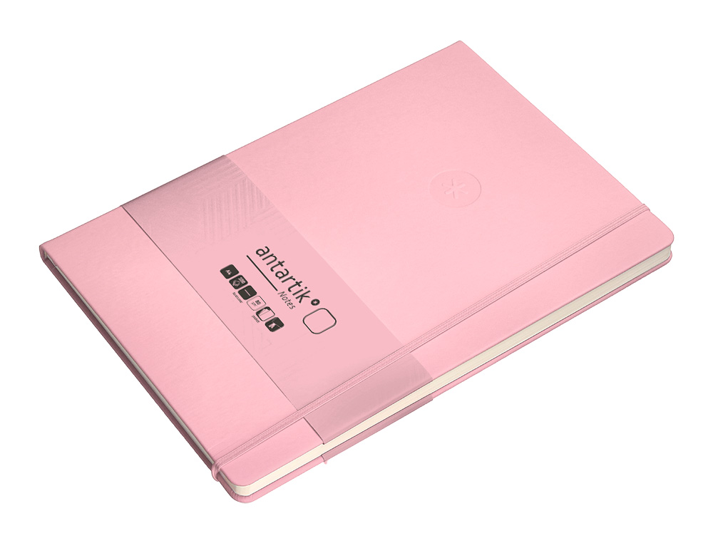 CARNET FERMETURE ELASTIQUE ANTARTIK NOTES COUVERTURE RIGIDE A4 PAPIER UNI IVOIRE 100 FEUILLES 80GR FSC ROSE PASTEL