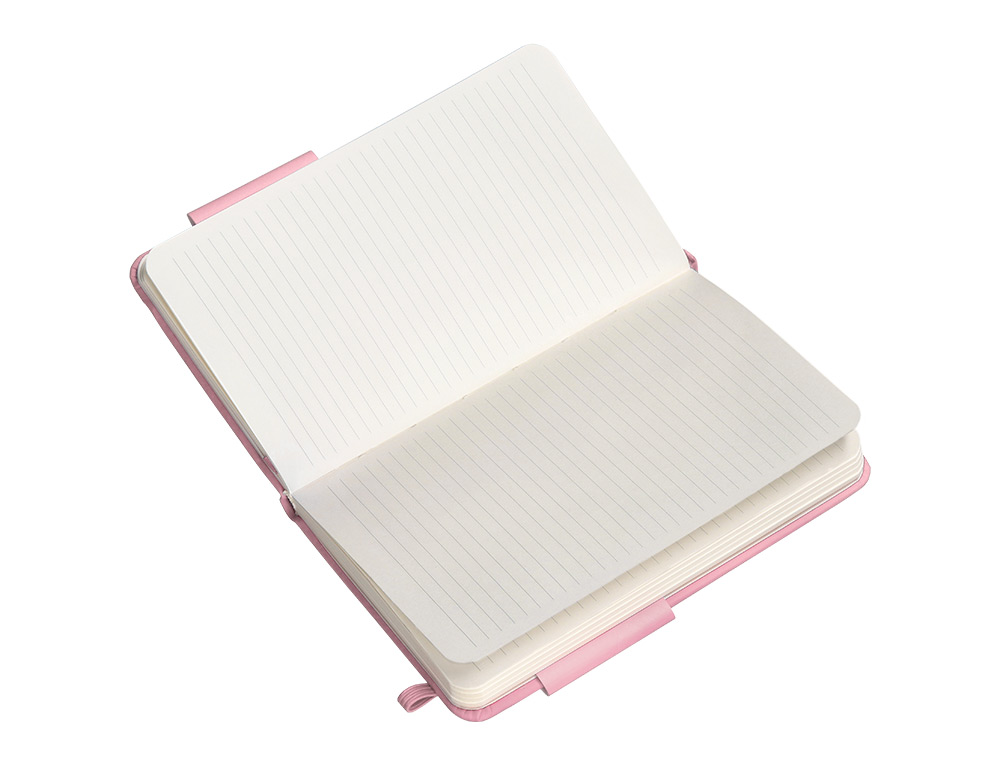 CARNET FERMETURE ELASTIQUE ANTARTIK NOTES COUVERTURE RIGIDE A6 LIGNE 100 FEUILLES 80GR FSC COLORIS ROSE PASTEL