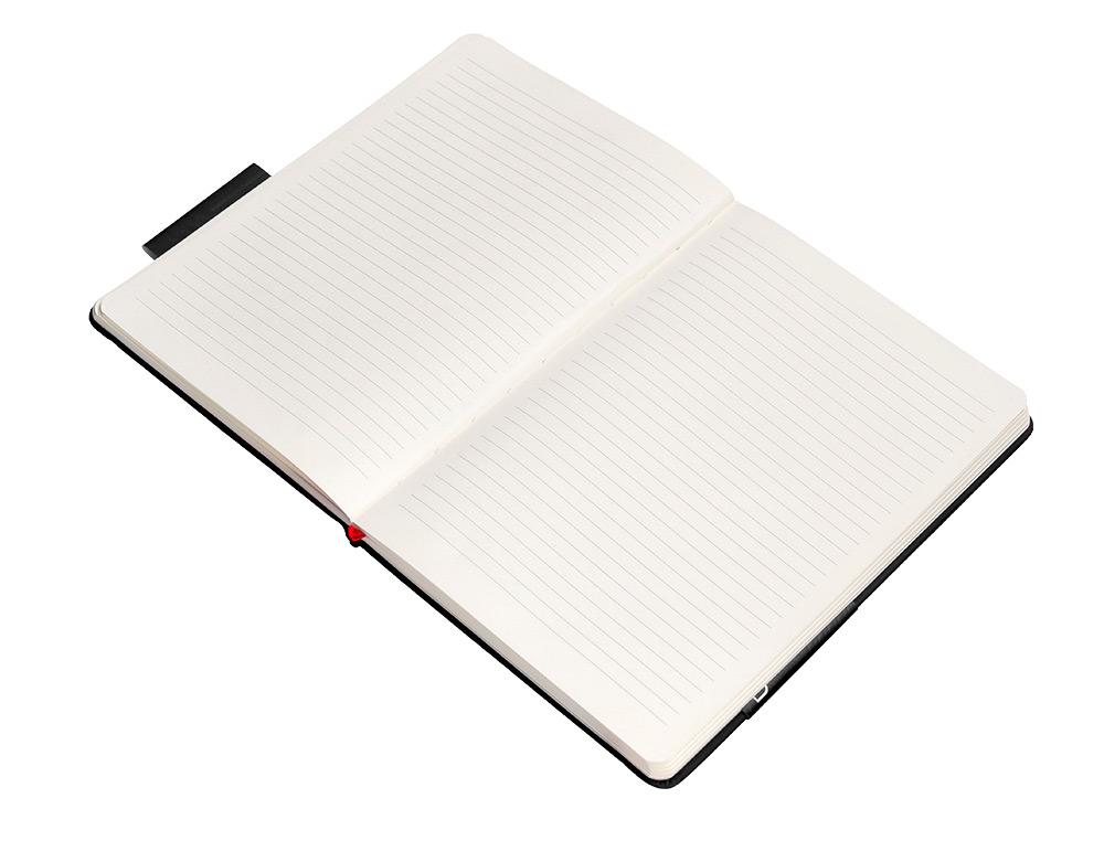 CARNET FERMETURE ELASTIQUE ROUGE ANTARTIK NOTES COUVERTURE RIGIDE A5 LIGNE 100FEUILLES 80GR FSC COLORIS NOIR