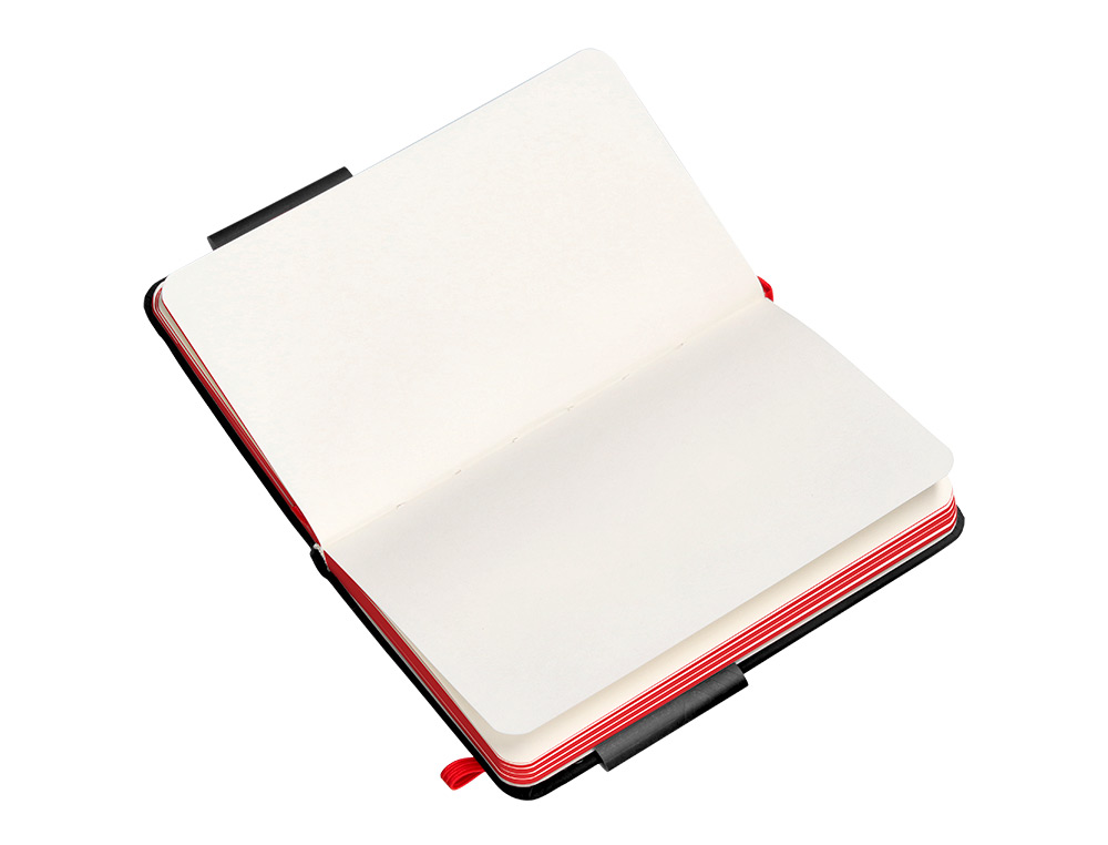 CARNET A6 ANTARTIK NOTES PAPIER UNI IVOIRE COUVERTURE RIGIDE FERMETURE ELASTIQUE ROUGE 100 PAGES 80GR COLORIS NOIR