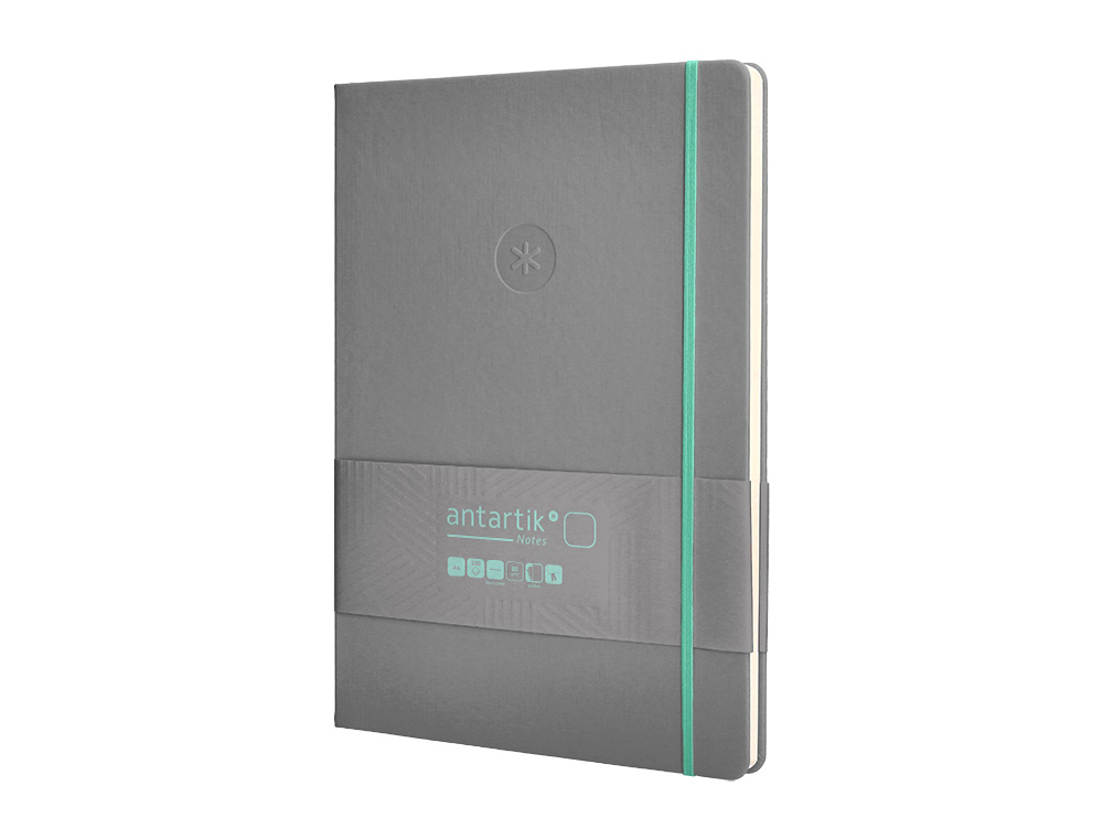 CARNET FERMETURE ELASTIQUE TURQUOISE ANTARTIK NOTES COUVERTURE RIGIDE A4 PAPIER UNI IVOIRE 100 FEUILLES 80GR FSC GRIS