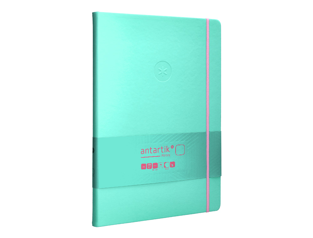 CARNET FERMETURE ELASTIQUE ROSE ANTARTIK NOTES COUVERTURE RIGIDE A4 PAPIER UNI IVOIRE 100 FEUILLES 80GR FSC TURQUOISE