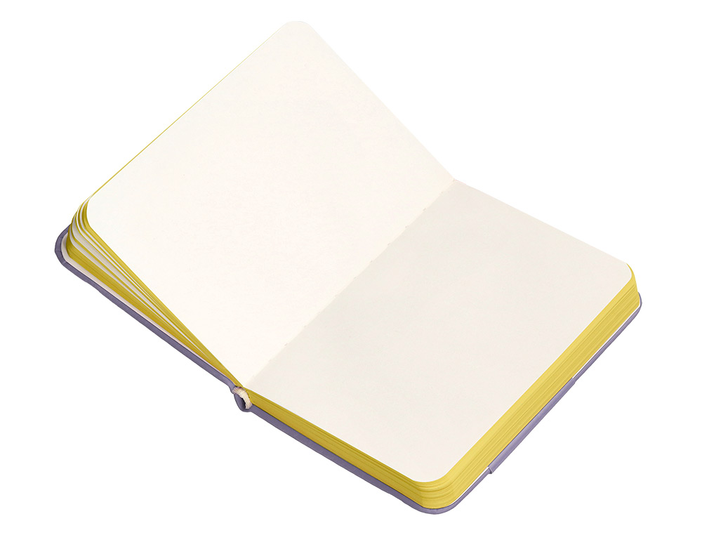 CARNET FERMETURE ELASTIQUE JAUNE ANTARTIK NOTES COUVERTURE RIGIDE A7 PAPIER UNI IVOIRE 80 FEUILLES 80GR FSC LILAS