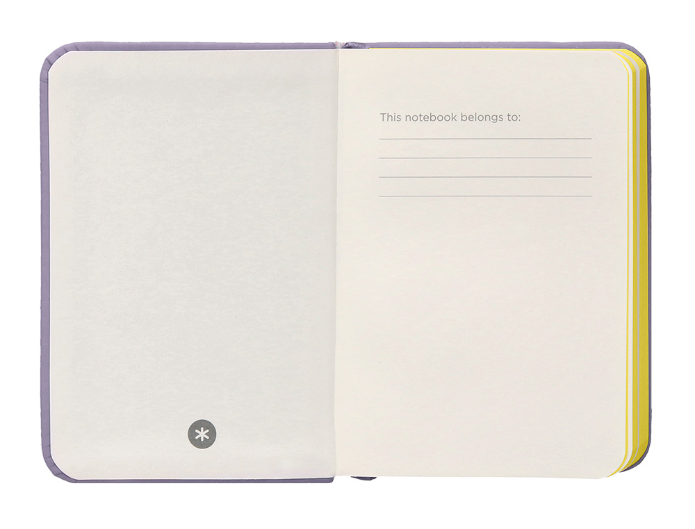 CARNET FERMETURE ELASTIQUE JAUNE ANTARTIK NOTES COUVERTURE RIGIDE A7 PAPIER UNI IVOIRE 80 FEUILLES 80GR FSC LILAS