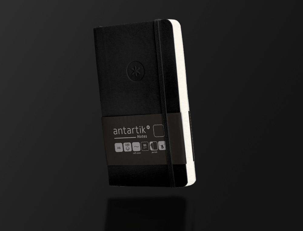 CARNET FERMETURE ELASTIQUE ANTARTIK NOTES COUVERTURE SOUPLE A6 PAPIER UNI IVOIRE 100 FEUILLES 80GR FSC COLORIS NOIR