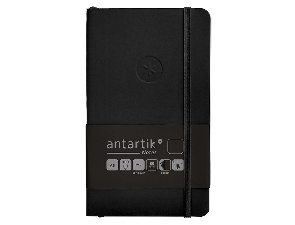 CARNET FERMETURE ELASTIQUE ANTARTIK NOTES COUVERTURE SOUPLE A6 PAPIER UNI IVOIRE 100 FEUILLES 80GR FSC COLORIS NOIR