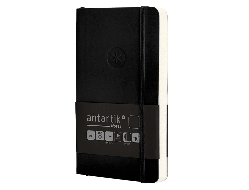CARNET FERMETURE ELASTIQUE ANTARTIK NOTES COUVERTURE SOUPLE A6 PAPIER UNI IVOIRE 100 FEUILLES 80GR FSC COLORIS NOIR