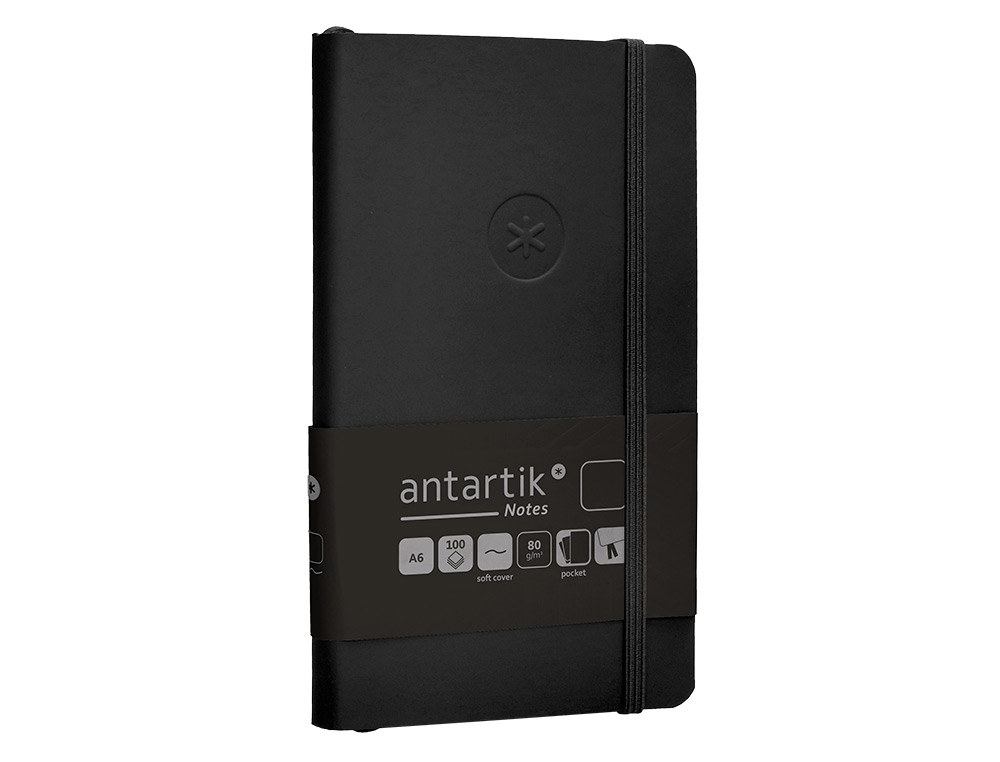 CARNET FERMETURE ELASTIQUE ANTARTIK NOTES COUVERTURE SOUPLE A6 PAPIER UNI IVOIRE 100 FEUILLES 80GR FSC COLORIS NOIR
