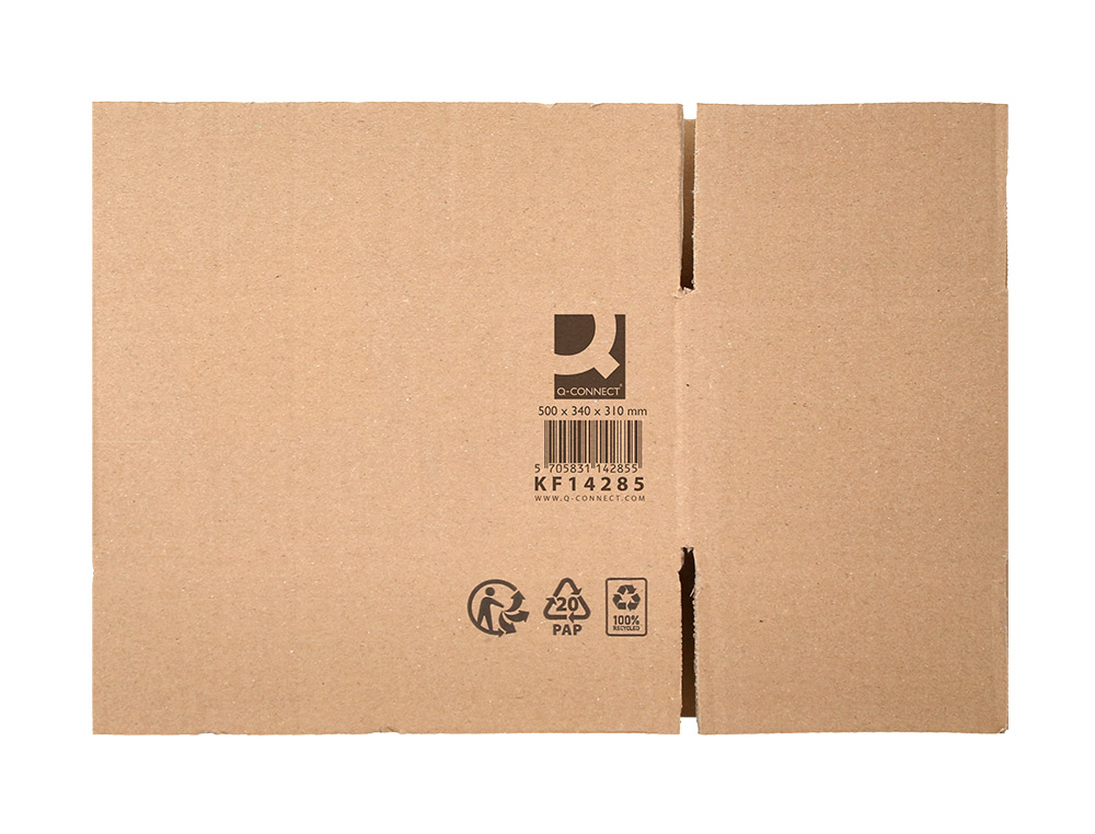 CAISSE AMERICAINE Q-CONNECT ULTRA-RESISTANTE CARTON       RECYCLE DOUBLE CANNELURE 7MM  500X340X310MM COLORIS KRAFT