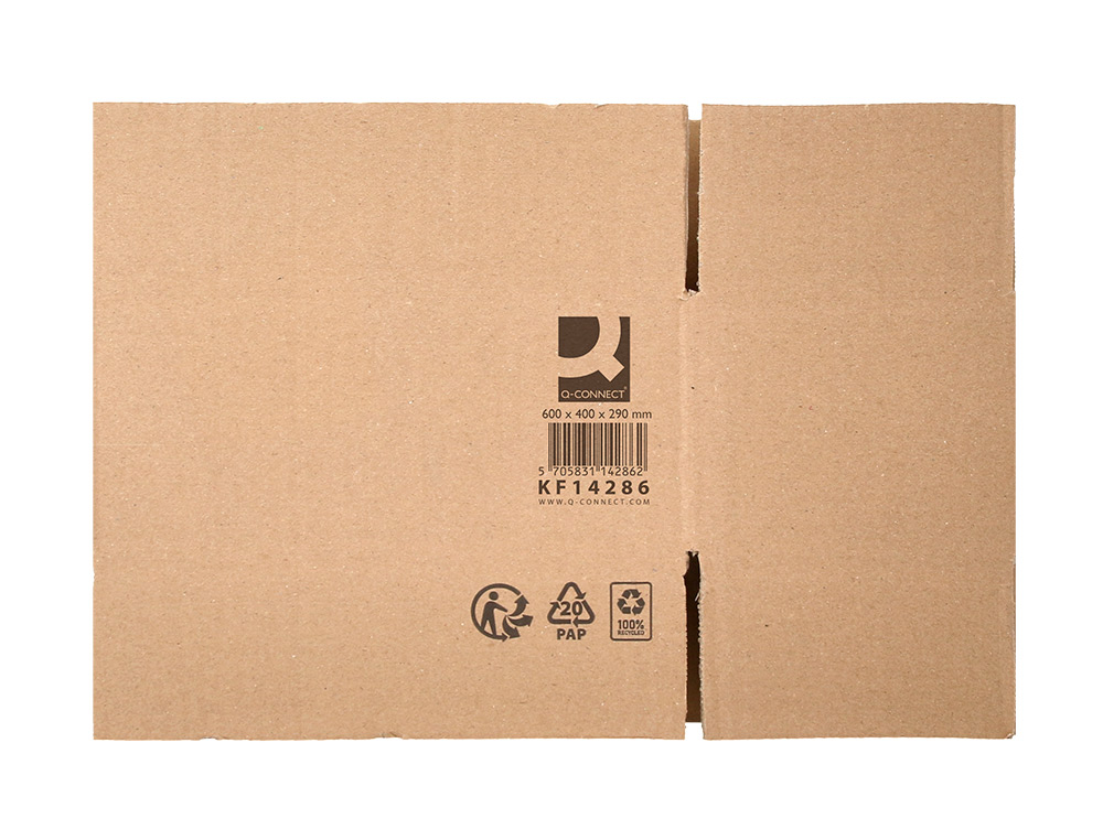 CAISSE AMERICAINE Q-CONNECT ULTRA-RESISTANTE CARTON       RECYCLE DOUBLE CANNELURE 7MM  600X400X290MM COLORIS KRAFT