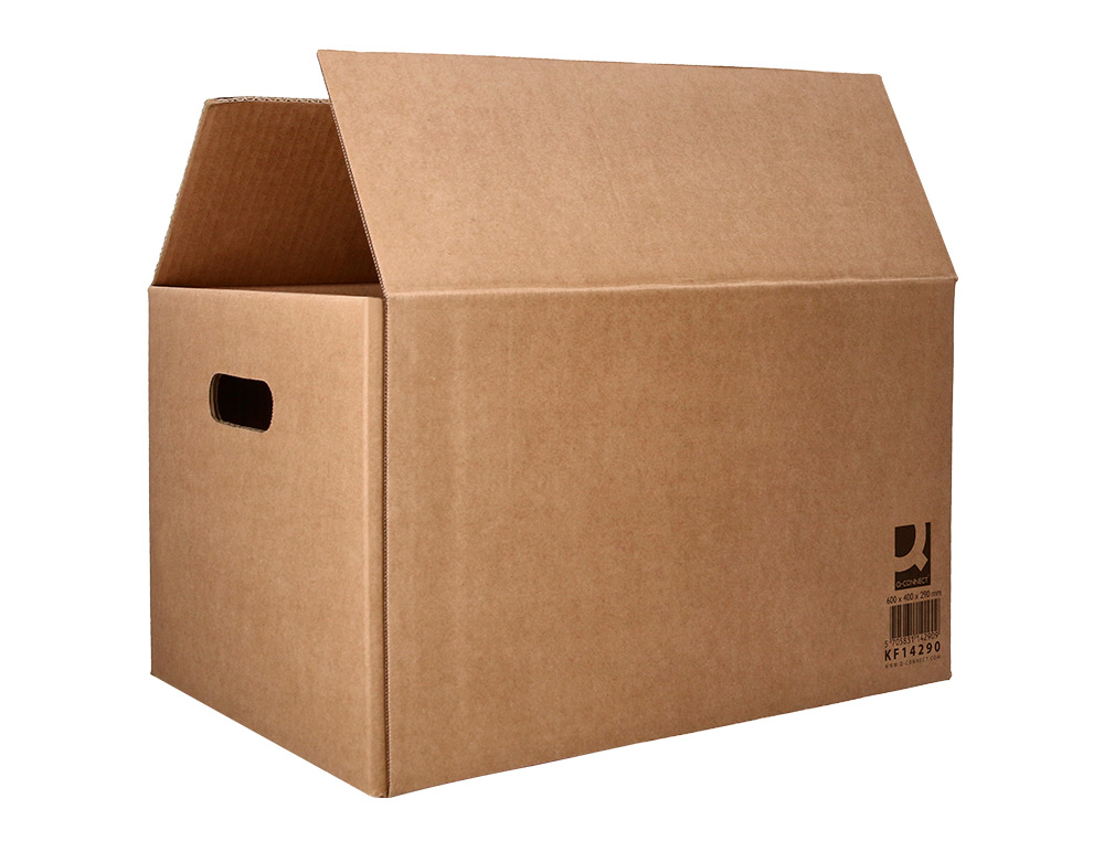 CAISSE AMERICAINE Q-CONNECT ULTRA-RESISTANTE AVEC POIGNEES DOUBLE CANNELURE 7MM 600X400X290MM COLORIS KRAF
