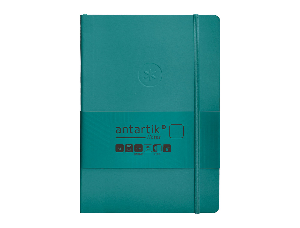 CARNET FERMETURE ELASTIQUE ANTARTIK NOTES COUVERTURE SOUPLE A5 PAPIER UNI IVOIRE 100 FEUILLES 80GR FSC VERT PAON