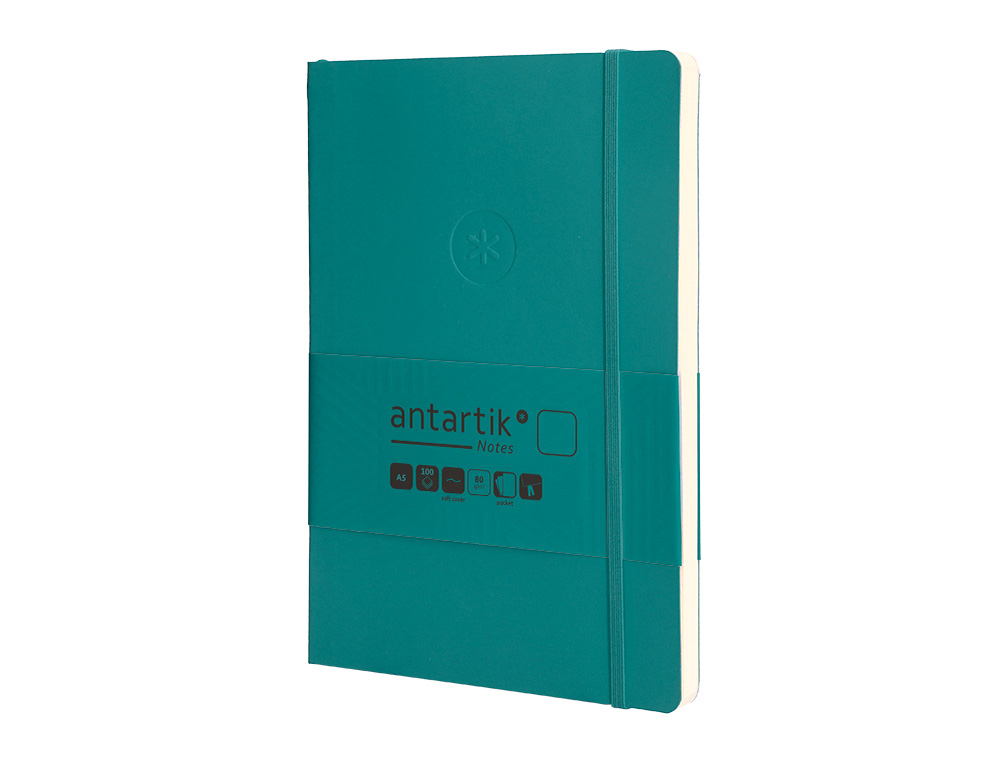 CARNET FERMETURE ELASTIQUE ANTARTIK NOTES COUVERTURE SOUPLE A5 PAPIER UNI IVOIRE 100 FEUILLES 80GR FSC VERT PAON