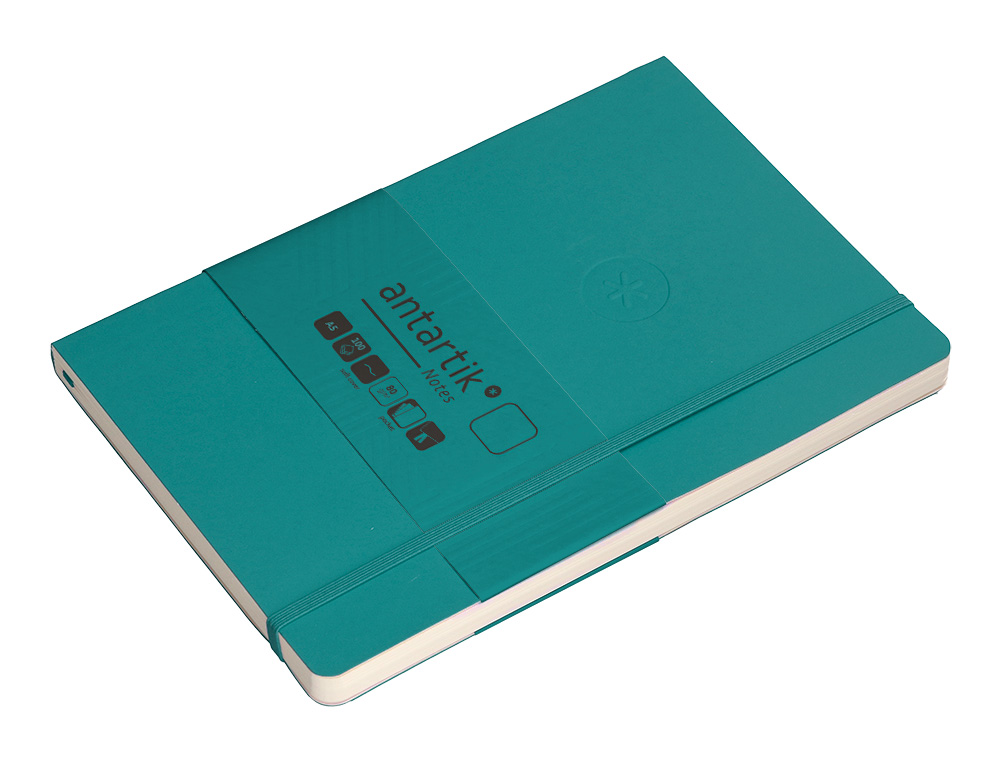 CARNET FERMETURE ELASTIQUE ANTARTIK NOTES COUVERTURE SOUPLE A5 PAPIER UNI IVOIRE 100 FEUILLES 80GR FSC VERT PAON