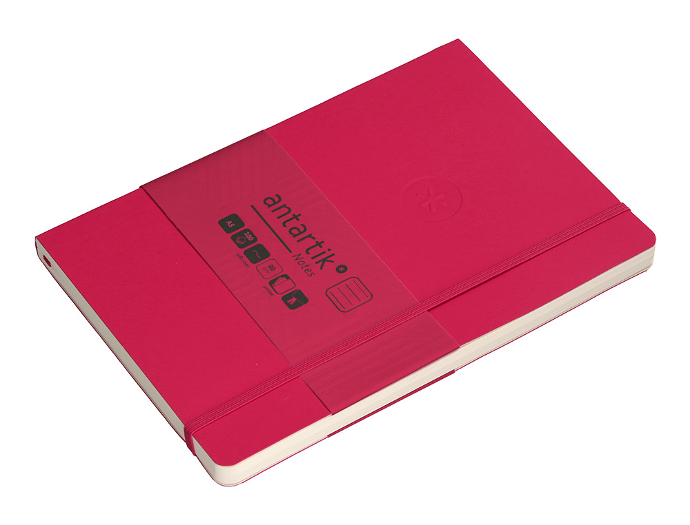 CARNET FERMETURE ELASTIQUE ANTARTIK NOTES COUVERTURE SOUPLE A5 LIGNE 100 FEUILLES 80GR FSC COLORIS FRAMBOISE