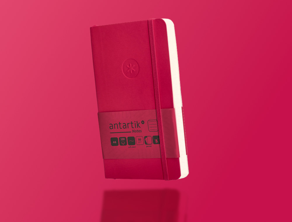 CARNET FERMETURE ELASTIQUE ANTARTIK NOTES COUVERTURE SOUPLE A6 LIGNE 100 FEUILLES 80GR FSC COLORIS FRAMBOISE