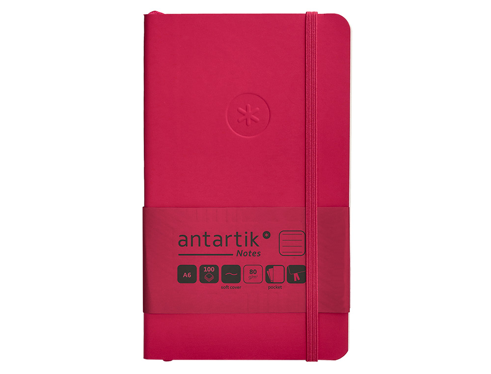 CARNET FERMETURE ELASTIQUE ANTARTIK NOTES COUVERTURE SOUPLE A6 LIGNE 100 FEUILLES 80GR FSC COLORIS FRAMBOISE
