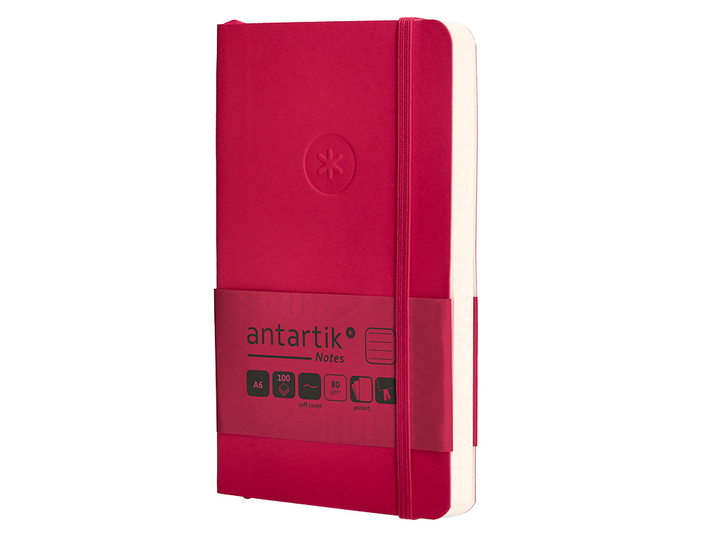 CARNET FERMETURE ELASTIQUE ANTARTIK NOTES COUVERTURE SOUPLE A6 LIGNE 100 FEUILLES 80GR FSC COLORIS FRAMBOISE