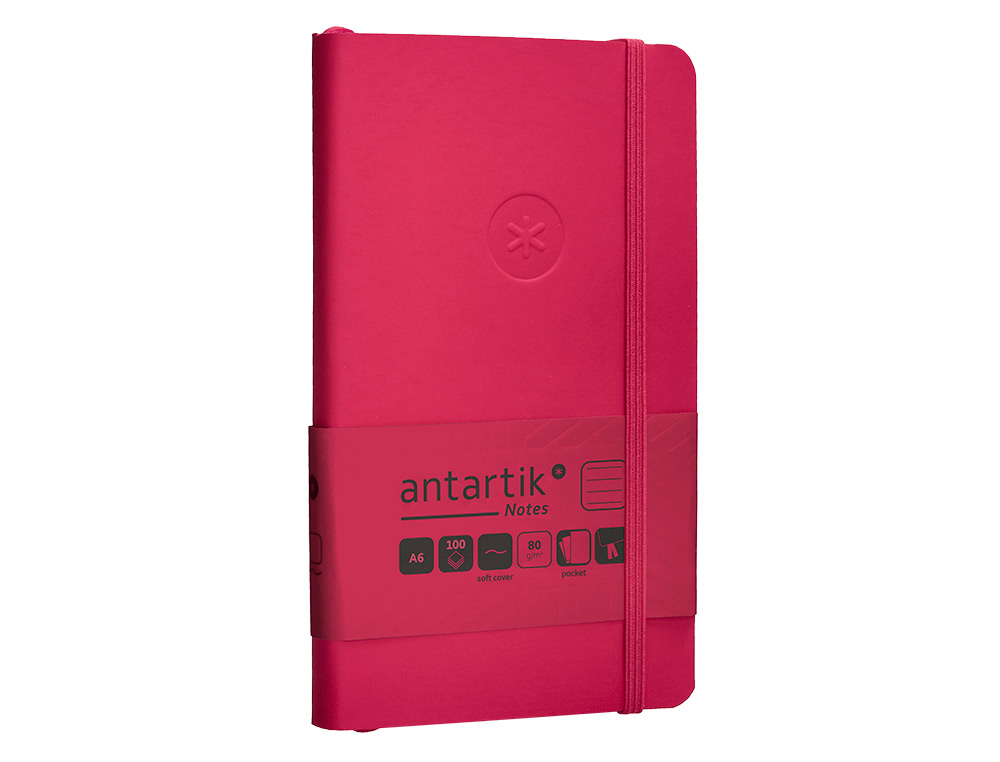 CARNET FERMETURE ELASTIQUE ANTARTIK NOTES COUVERTURE SOUPLE A6 LIGNE 100 FEUILLES 80GR FSC COLORIS FRAMBOISE