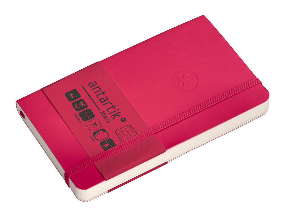 CARNET FERMETURE ELASTIQUE ANTARTIK NOTES COUVERTURE SOUPLE A6 LIGNE 100 FEUILLES 80GR FSC COLORIS FRAMBOISE