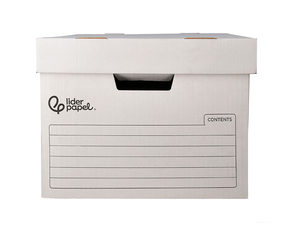 CONTAINER A ARCHIVES LIDERPAPEL CARTON MONTAGE AUTOMATIQUE POUR 4 BOITES FORMAT A4+ / 5 CLASSEURS A-Z 430X383X265MM