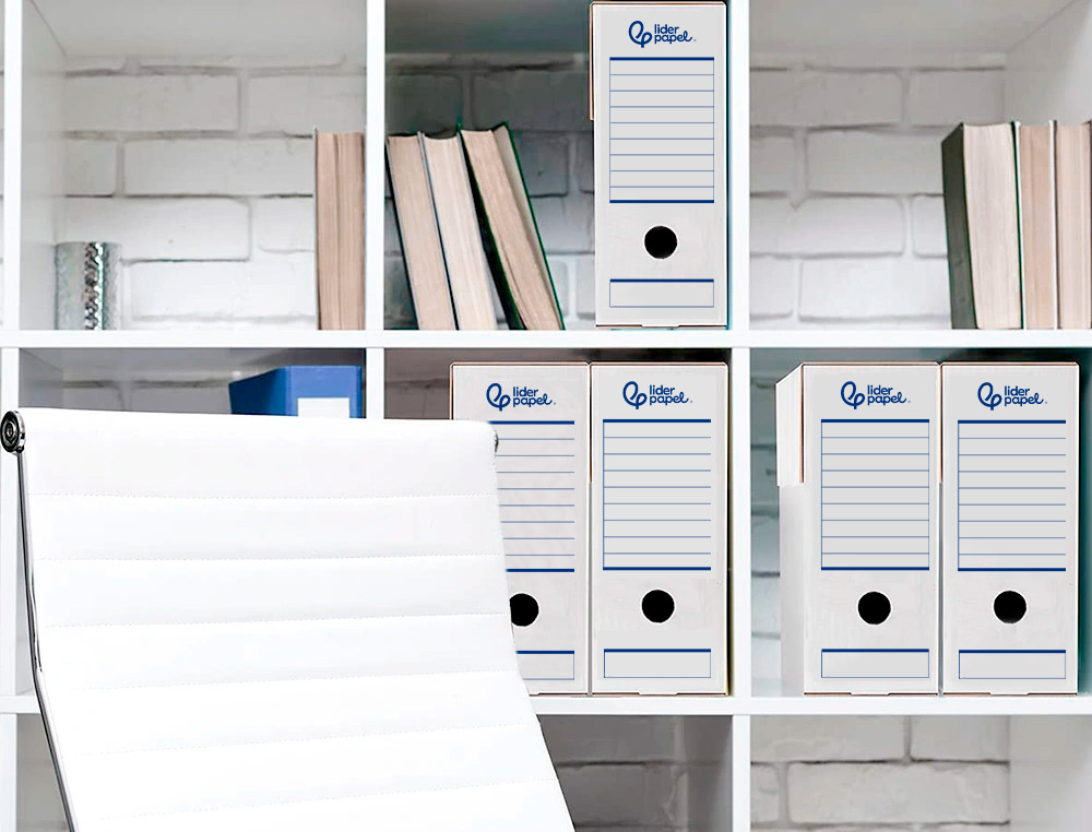 BOITE A ARCHIVES LIDERPAPEL CARTON RECYCLE DIN A4 325G/M2 DOS 100MM 360X100X255MM COLORIS BLANC