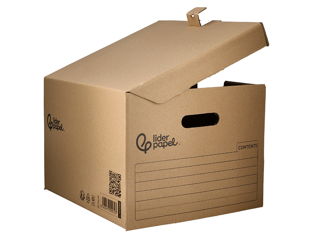 CONTAINER A ARCHIVES LIDERPAPEL CARTON MONTAGE AUTOMATIQUE POUR 5 BOITES FORMAT A4+ / 6 CLASSEURS A-Z 540X410X300MM