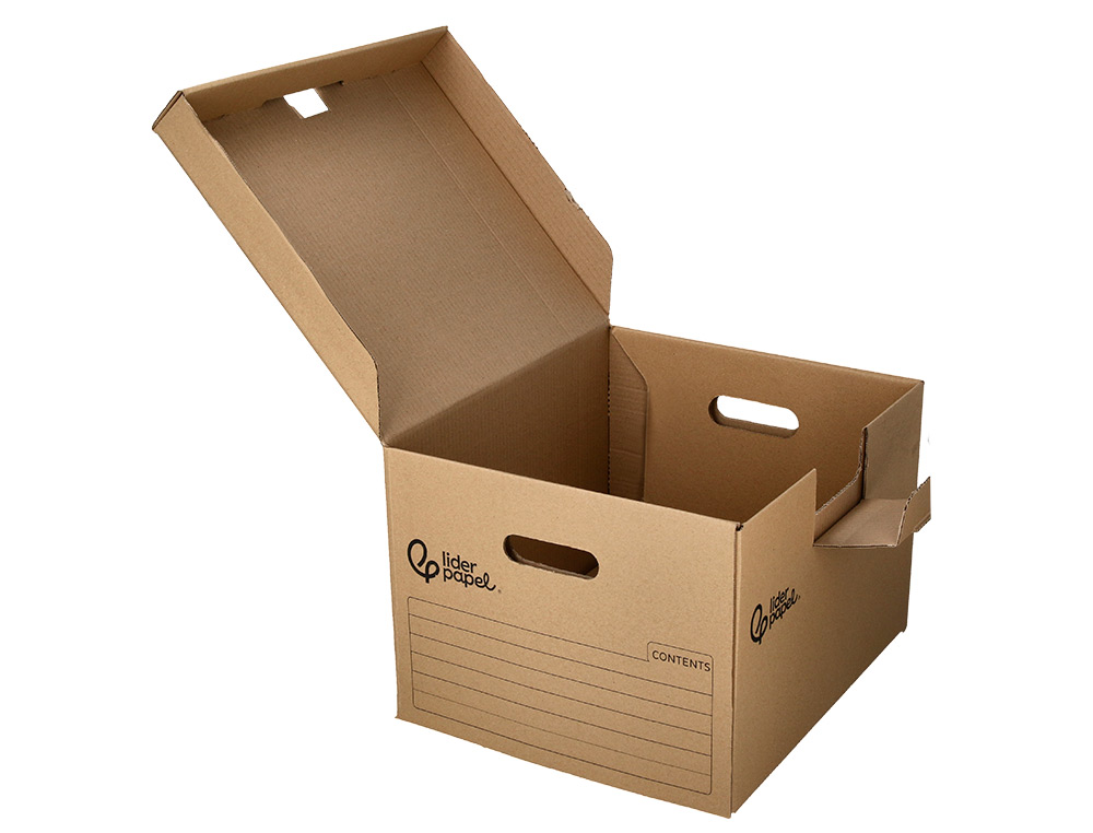 CONTAINER A ARCHIVES LIDERPAPEL CARTON MONTAGE AUTOMATIQUE POUR 5 BOITES FORMAT A4+ / 6 CLASSEURS A-Z 540X410X300MM