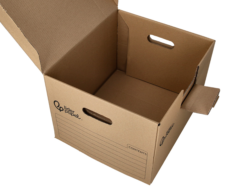 CONTAINER A ARCHIVES LIDERPAPEL CARTON MONTAGE AUTOMATIQUE POUR 5 BOITES FORMAT A4+ / 6 CLASSEURS A-Z 540X410X300MM