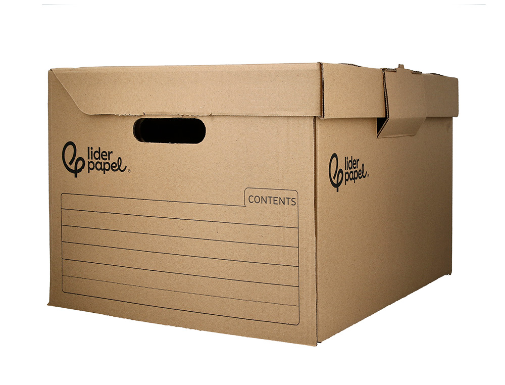CONTAINER A ARCHIVES LIDERPAPEL CARTON MONTAGE AUTOMATIQUE POUR 5 BOITES FORMAT A4+ / 6 CLASSEURS A-Z 540X410X300MM