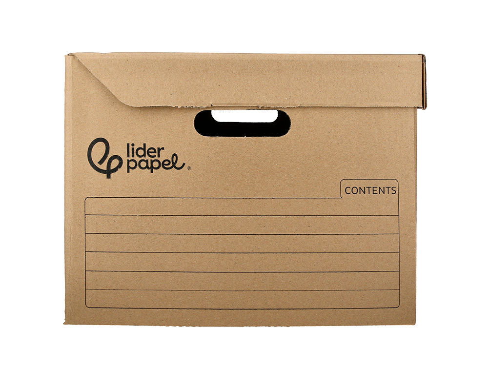 CONTAINER A ARCHIVES LIDERPAPEL CARTON MONTAGE AUTOMATIQUE POUR 5 BOITES FORMAT A4+ / 6 CLASSEURS A-Z 540X410X300MM