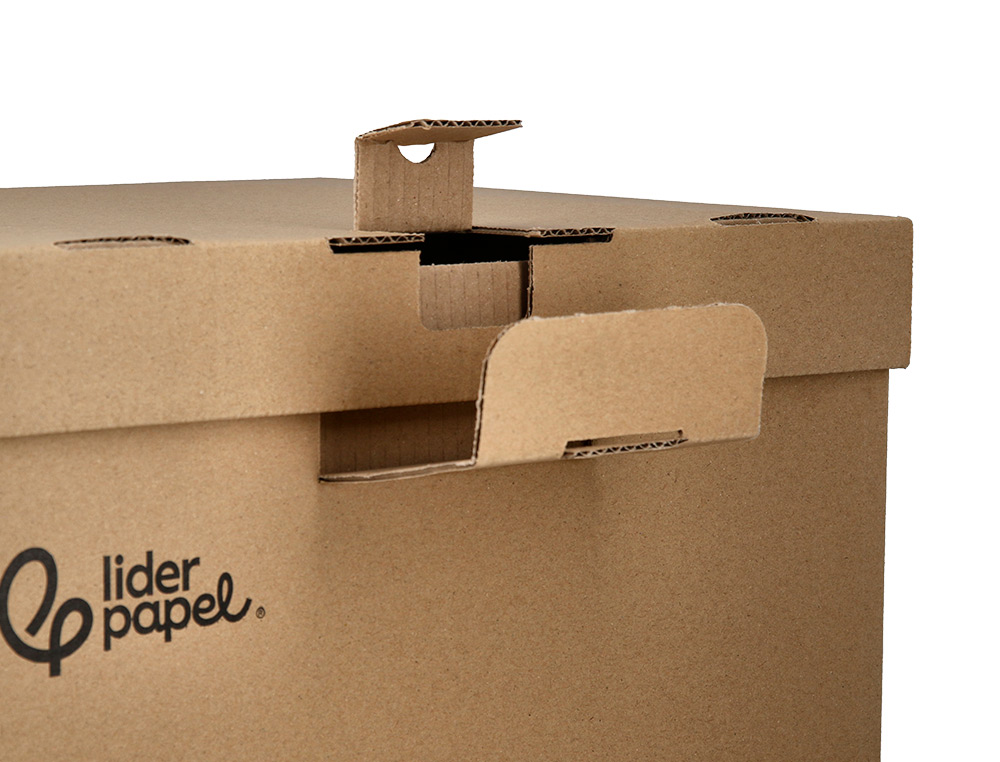 CONTAINER A ARCHIVES LIDERPAPEL CARTON MONTAGE AUTOMATIQUE POUR 5 BOITES FORMAT A4+ / 6 CLASSEURS A-Z 540X410X300MM