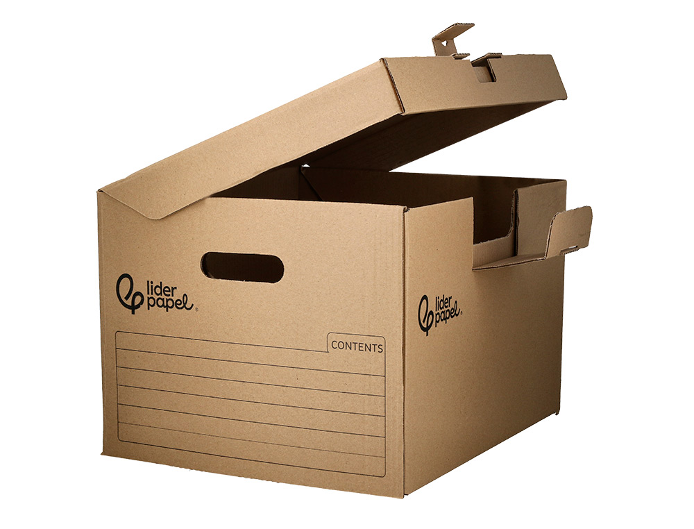 CONTAINER A ARCHIVES LIDERPAPEL CARTON MONTAGE AUTOMATIQUE POUR 5 BOITES FORMAT A4+ / 6 CLASSEURS A-Z 540X410X300MM