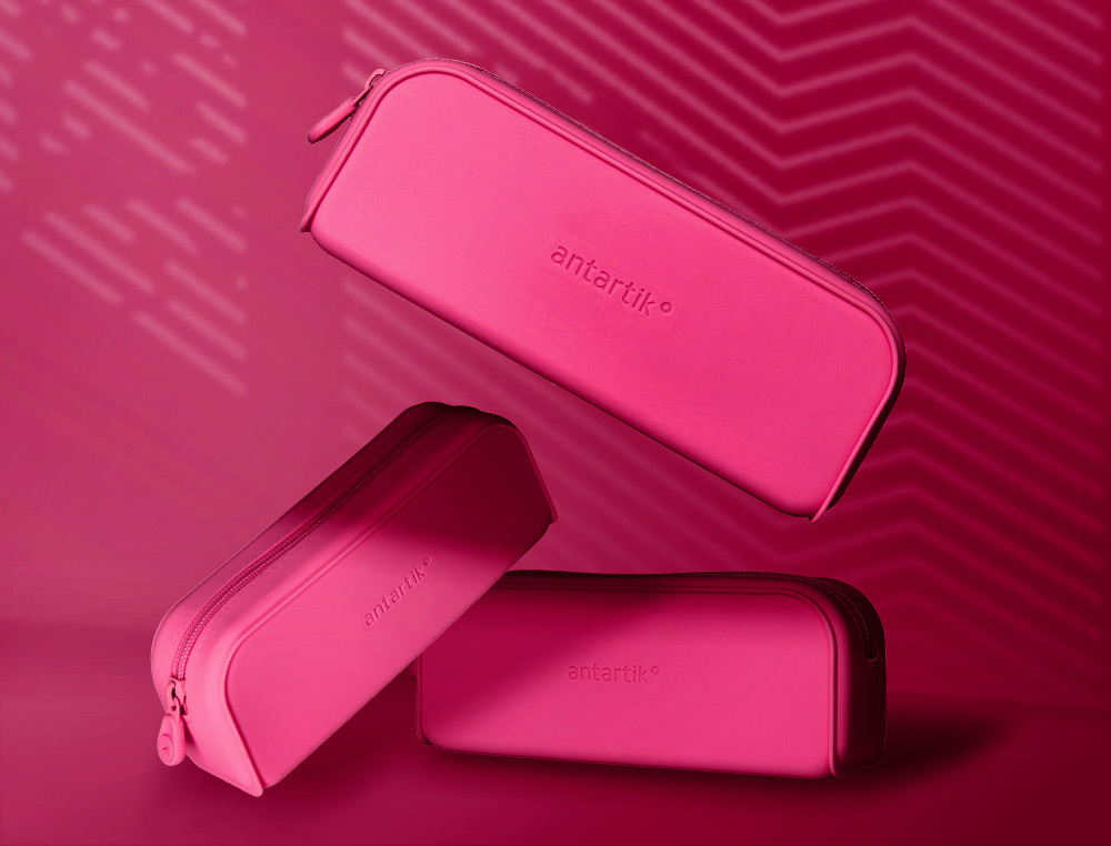 FOURRE-TOUT ANTARTIK RECTANGULAIRE 1 COMPARTIMENT  EN SILICONE MODELE PRISMA     185X50X75MM COLORIS FUCHSIA