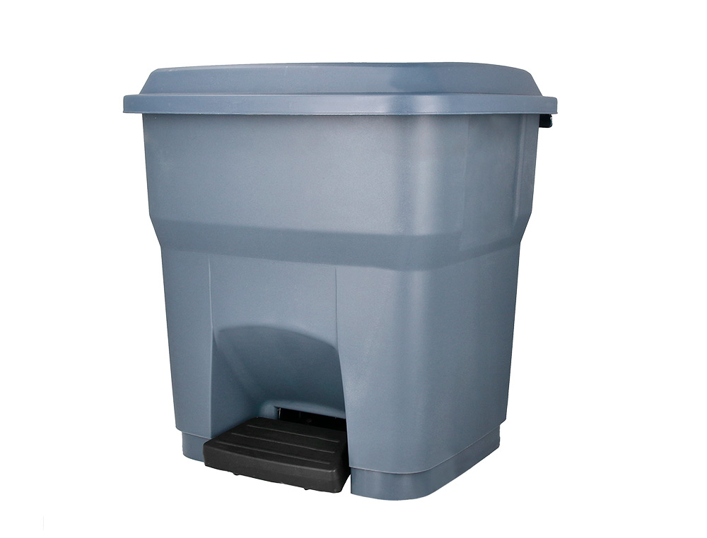 POUBELLE CONTENEUR Q-CONNECT PLASTIQUE AVEC COUVERCLE ET   PEDALE CAPACITE 30L DIM       395X395X420MM COLORIS GRIS