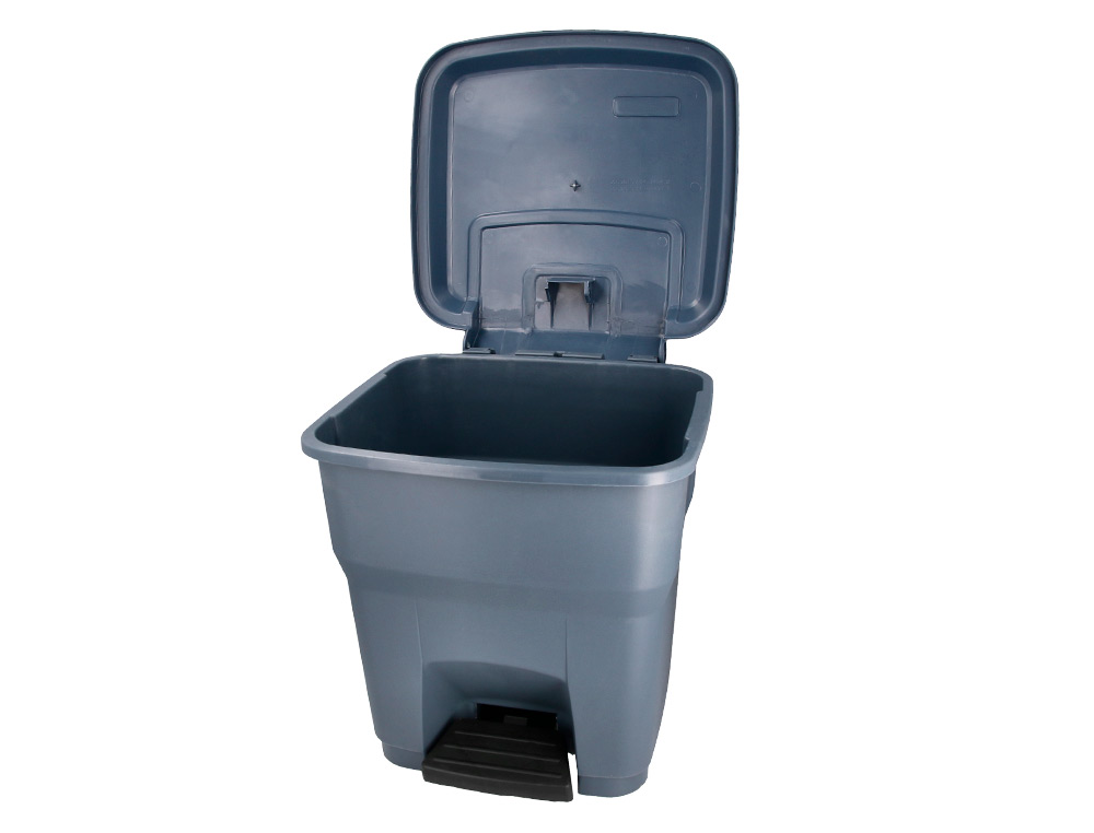 POUBELLE CONTENEUR Q-CONNECT PLASTIQUE AVEC COUVERCLE ET   PEDALE CAPACITE 30L DIM       395X395X420MM COLORIS GRIS