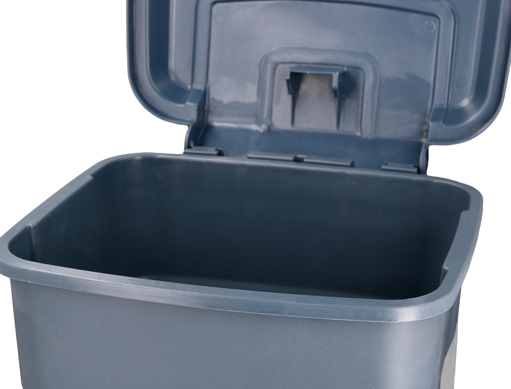 POUBELLE CONTENEUR Q-CONNECT PLASTIQUE AVEC COUVERCLE ET   PEDALE CAPACITE 30L DIM       395X395X420MM COLORIS GRIS