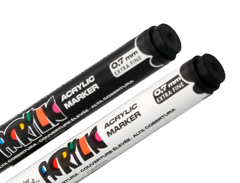 MARQUEUR LIDERPAPEL ACRYLIQUE BASE EAU TOUS SUPPORT POINTE FINE 0,7MM BOITE 4 OUTLINERS ASSORTIS