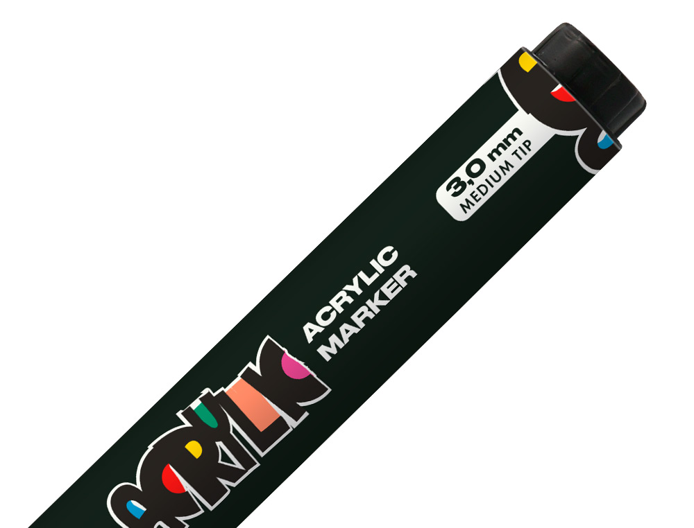 MARQUEUR LIDERPAPEL ACRYLIQUE BASE EAU TOUS SUPPORT POINTE RONDE 3MM COLORIS NOIR