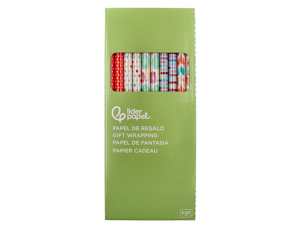 PAPIER CADEAU LIDERPAPEL TOUTE L'ANNEE ROULEAU 0,70X2M 60G MOTIFS ASSORTIS C-2024