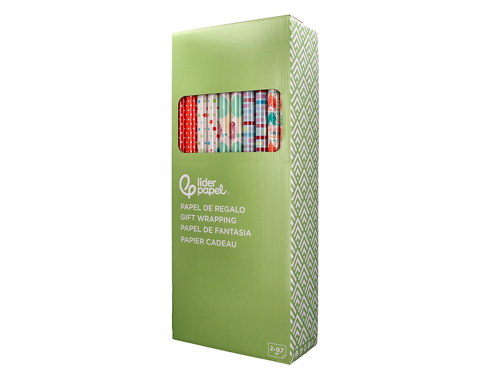 PAPIER CADEAU LIDERPAPEL TOUTE L'ANNEE ROULEAU 0,70X2M 60G MOTIFS ASSORTIS C-2024