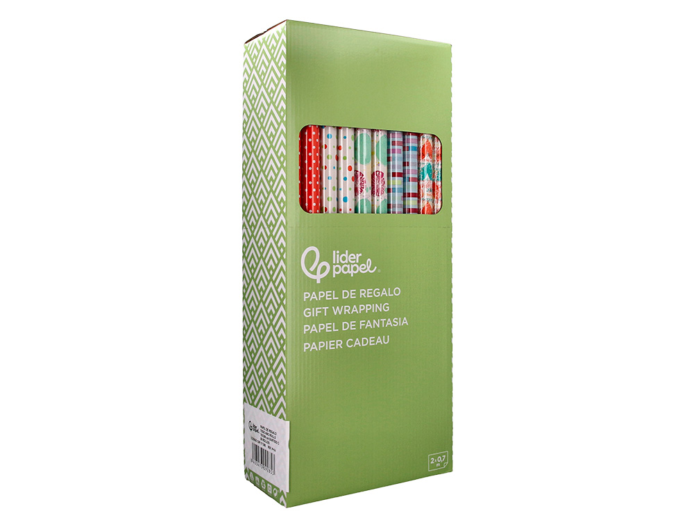 PAPIER CADEAU LIDERPAPEL TOUTE L'ANNEE ROULEAU 0,70X2M 60G MOTIFS ASSORTIS C-2024