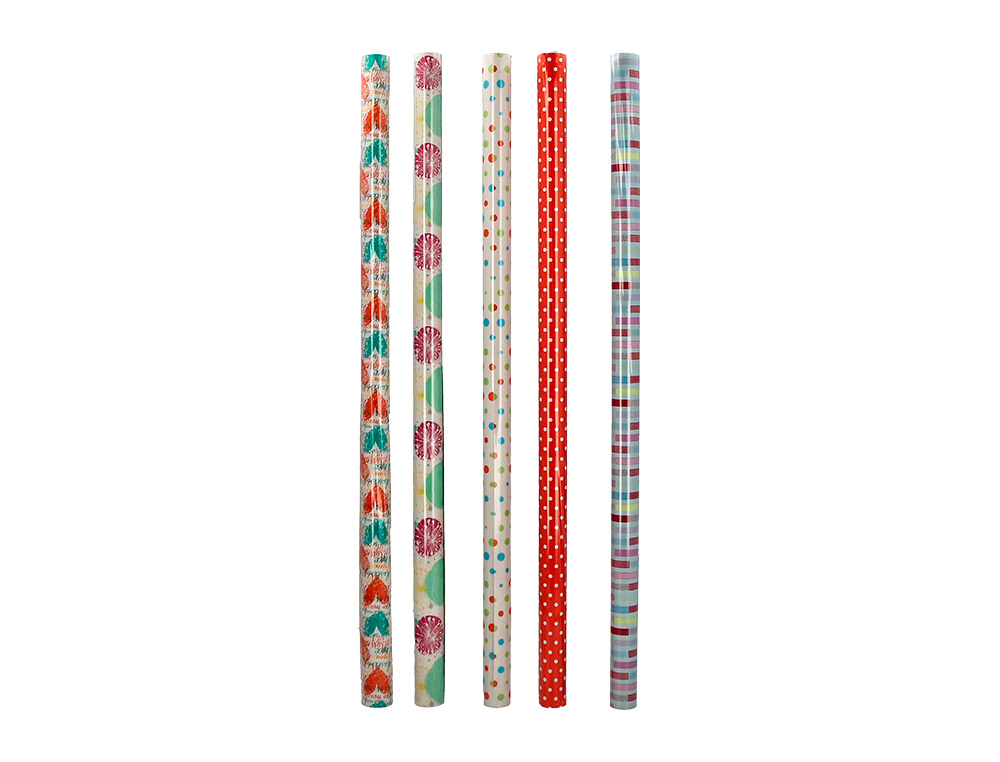 PAPIER CADEAU LIDERPAPEL TOUTE L'ANNEE ROULEAU 0,70X2M 60G MOTIFS ASSORTIS C-2024