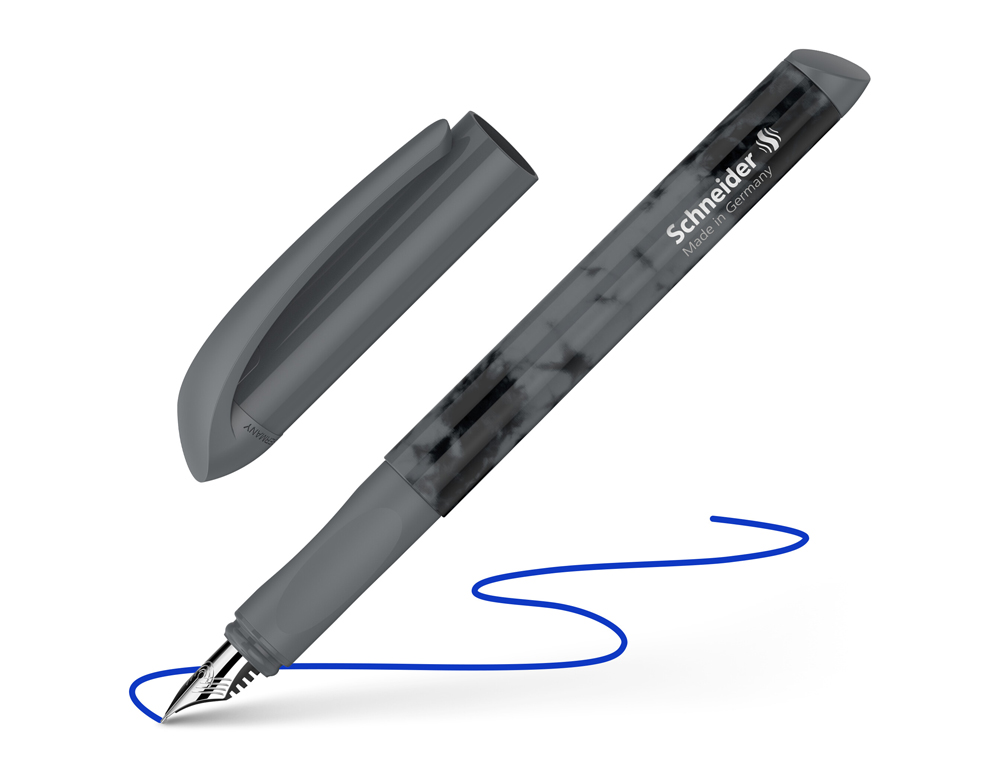 STYLO-PLUME SCHNEIDER EASY POINTE ACIER TAILLE M ENCRE BLEU ROYAL EFFACABLE COLORIS NOIR