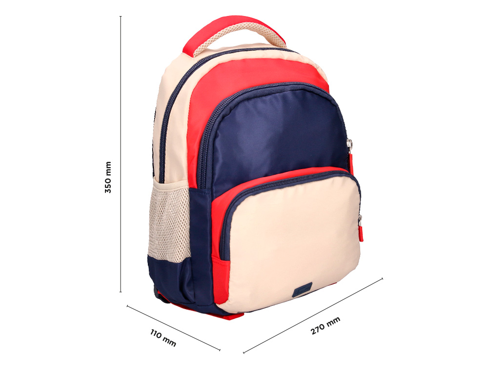 SAC A DOS LIDERPAPEL SCOLAIRE MULTIPOCHES ET MULTICOULEURS  35X11X27CM
