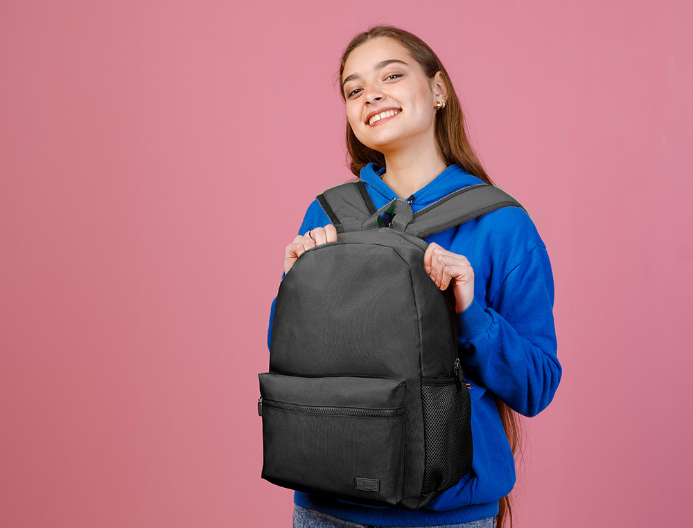 SAC A DOS LIDERPAPEL 1 COMPARTIMENT POCHE LATERALE 40X12,5X30CM COLORIS NOIR