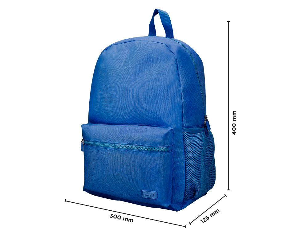 SAC A DOS LIDERPAPEL 1 COMPARTIMENT POCHE LATERALE   40X12,5X30CM COLORIS BLEU     OCEAN