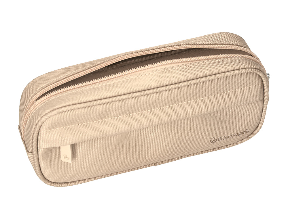 FOURRE-TOUT LIDERPAPEL RECTANGULAIRE COINS ARRONDIS  1 COMPARTIMENT AVEC POCHE     AVANT 21X9CM COLORIS BEIGE