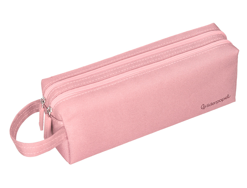 FOURRE-TOUT LIDERPAPEL RECTANGULAIRE 2 COMPARTIMENTS ANSE DE PREHENSION 21X8CM COLORIS ROSE