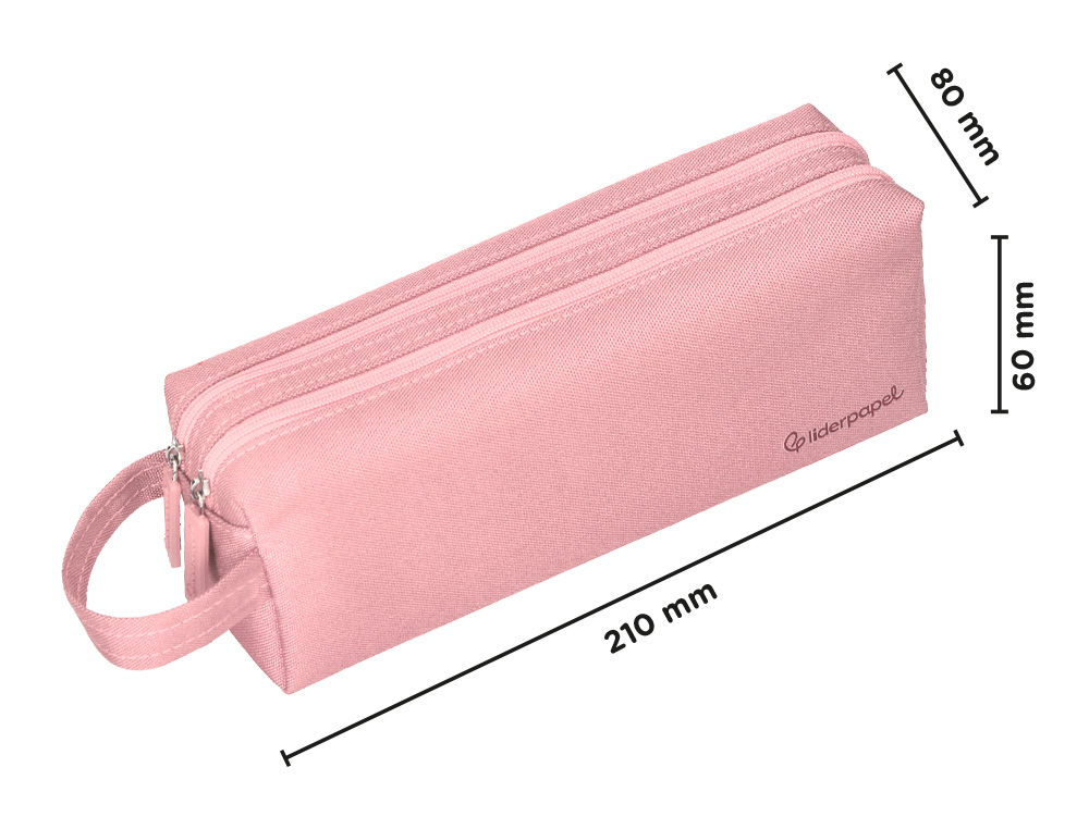 FOURRE-TOUT LIDERPAPEL RECTANGULAIRE 2 COMPARTIMENTS ANSE DE PREHENSION 21X8CM COLORIS ROSE